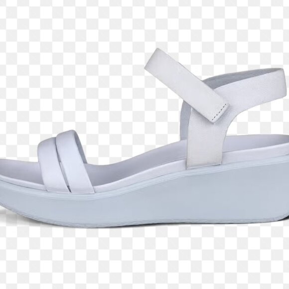 Ecco Flowt Wedge Lx Sandal Blue Leather Women's Sizes New Double Strap **NOTES - Picture 1 of 10
